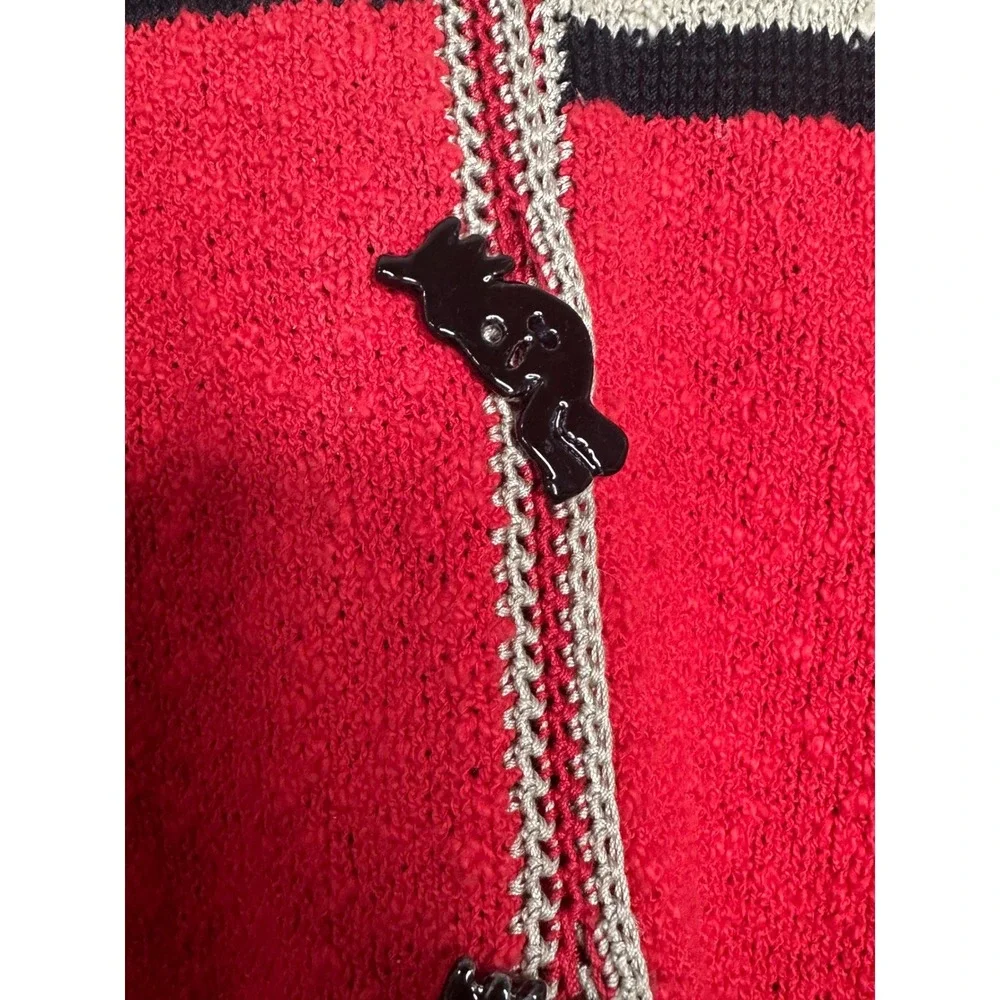 Vintage Felizzi! Women's M Kokopelli Hand Loomed Cotton Cardigan Sweater Red